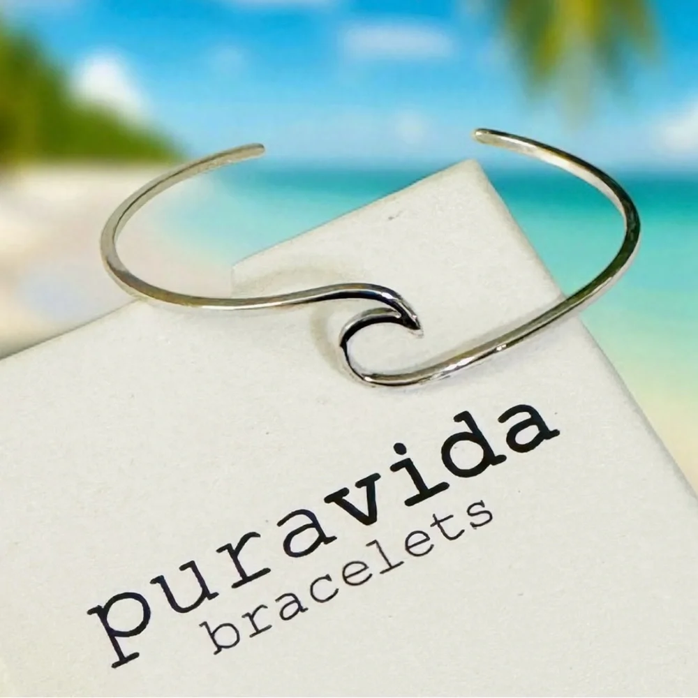NEW PURA VIDA Silver Wave Cuff Bracelet